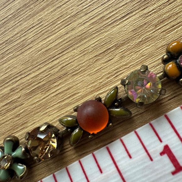 Vintage Signed FI Jeweled Beaded Necklace – Boho Floral Crystal Statement Jewelr - Picture 6 of 11